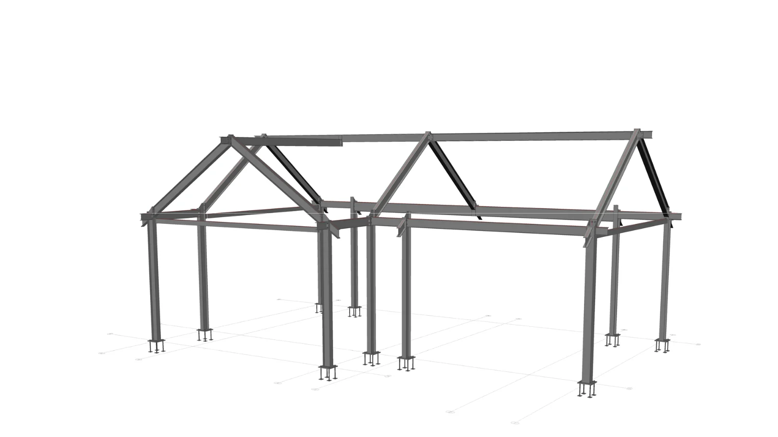 3D steel model of the portal frame extension